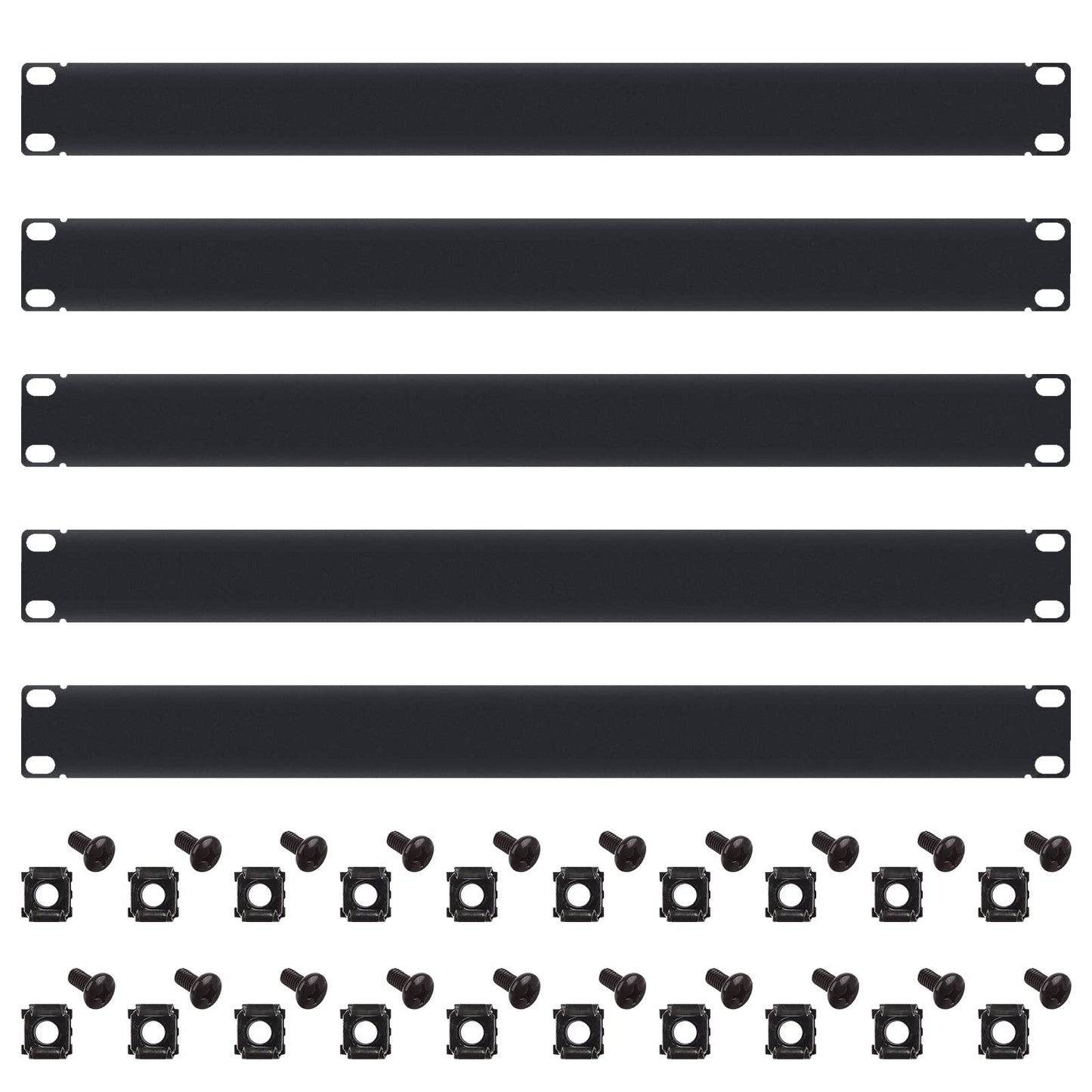 5 Pack of 1U Blank Panel - Metal Rack Mount Filler Panel Mount Panel Spacer for 19in Server Rack Cabinet or Enclosure, Black
