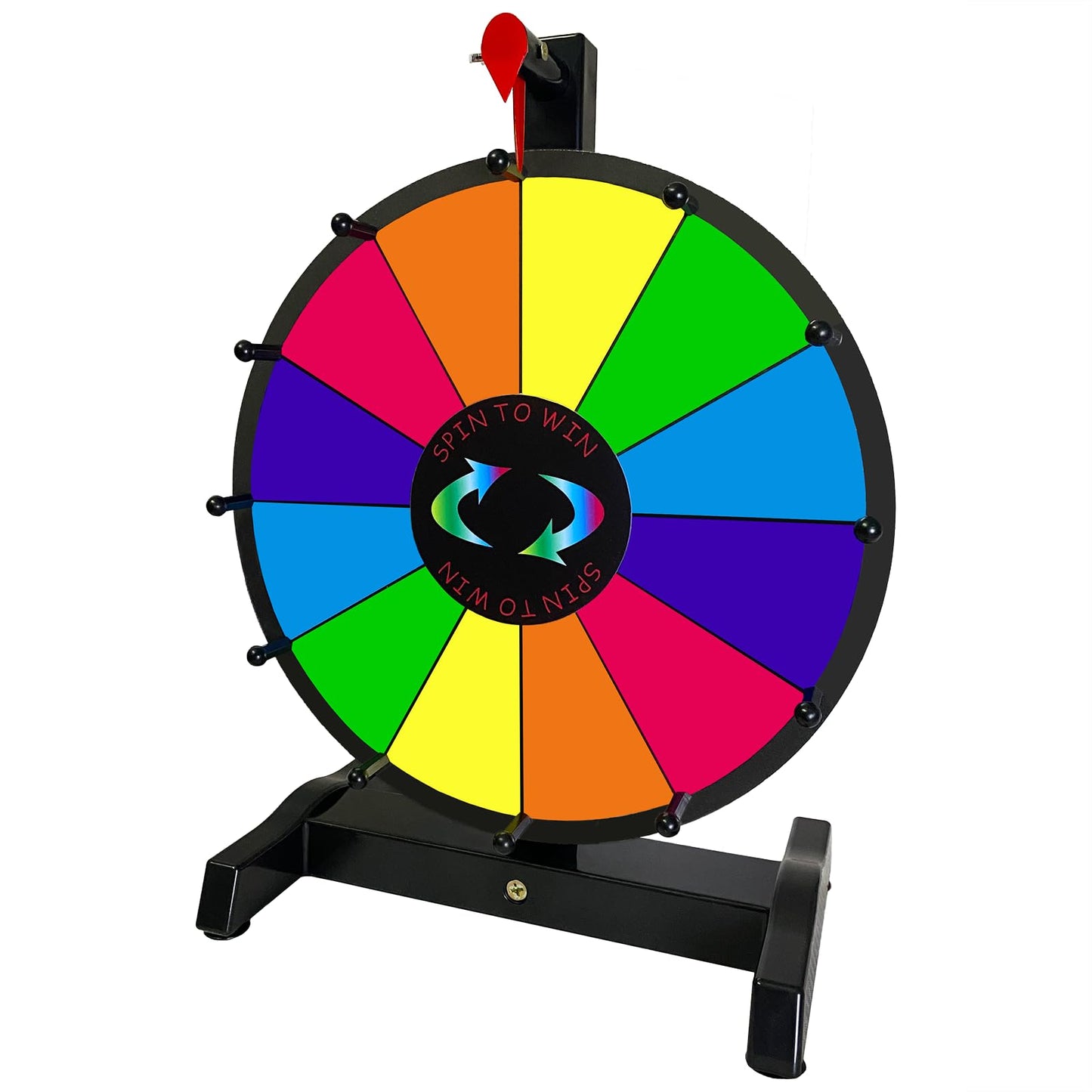 12 Inch Prize Wheel, 12 Slots Spinning Roulette Wheel Tabletop Wheel of Fortune with Dry Erase Markers and Eraser for Carnival, Trade Show