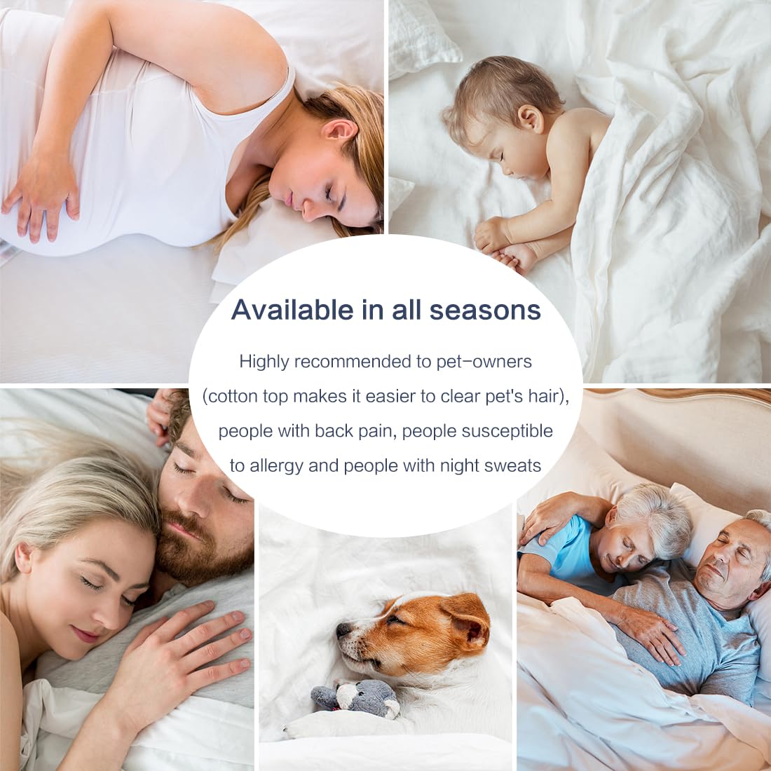 BaliChun Queen Size Mattress Pad Cotton Top Mattress Topper Fitted Quilted Mattress Cover Soft Breathable Pillow Top Cooling Mattress Protector Stretches up 8"-21" Deep Pocket (60×80 Inches, White)