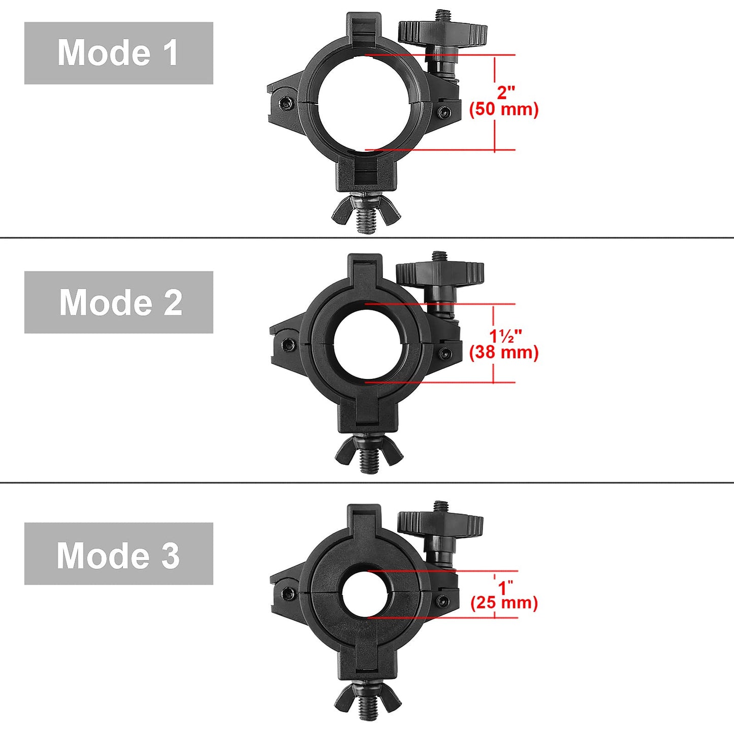 OTTFF 5 Pack Stage Light Clamps for DJ Par Light, Plastic O Truss Clamp Mount Hook Fit 1",1-1/2", 2" Pipe