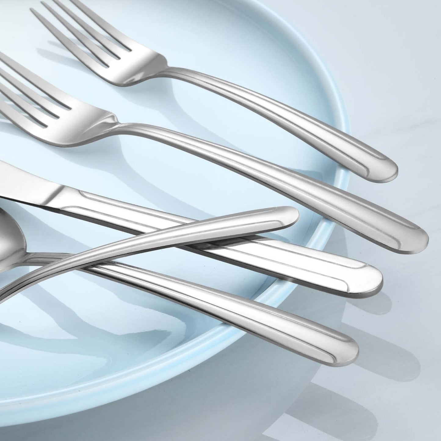 BEWOS 60-Piece Silverware Set, Stainless Steel Silverware Sets for 12, Forks Spoons and Knives Set, Cutlery Set, Mirror Polished Flatware Set, Dishwasher Safe Kitchen Utensils Set for Home, Restaurant