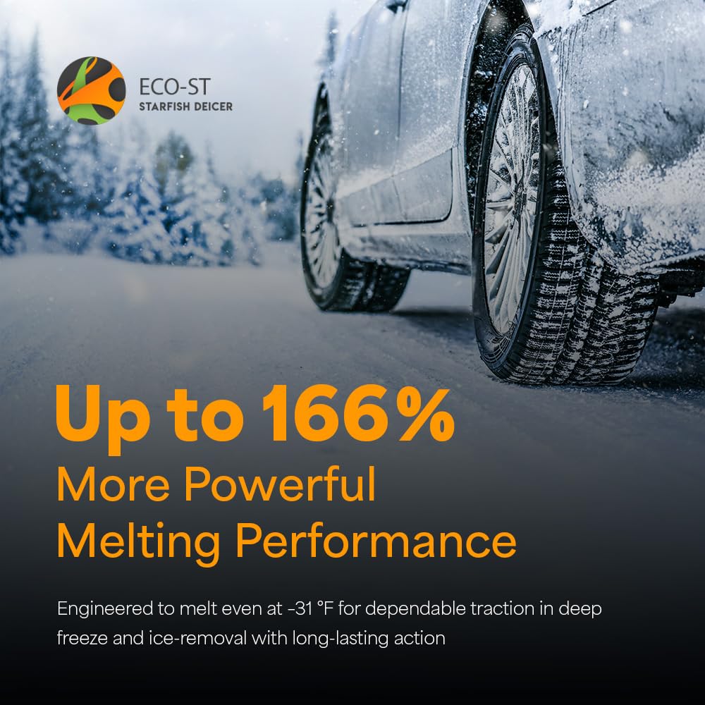 Star'sTech ECO-ST Starfish Extract Ice Melter, Eco-Friendly & Pet Safe Ice Melt, Fast-Acting, 76% Less Concrete Damage, Effective to -30°F (11 Pounds)