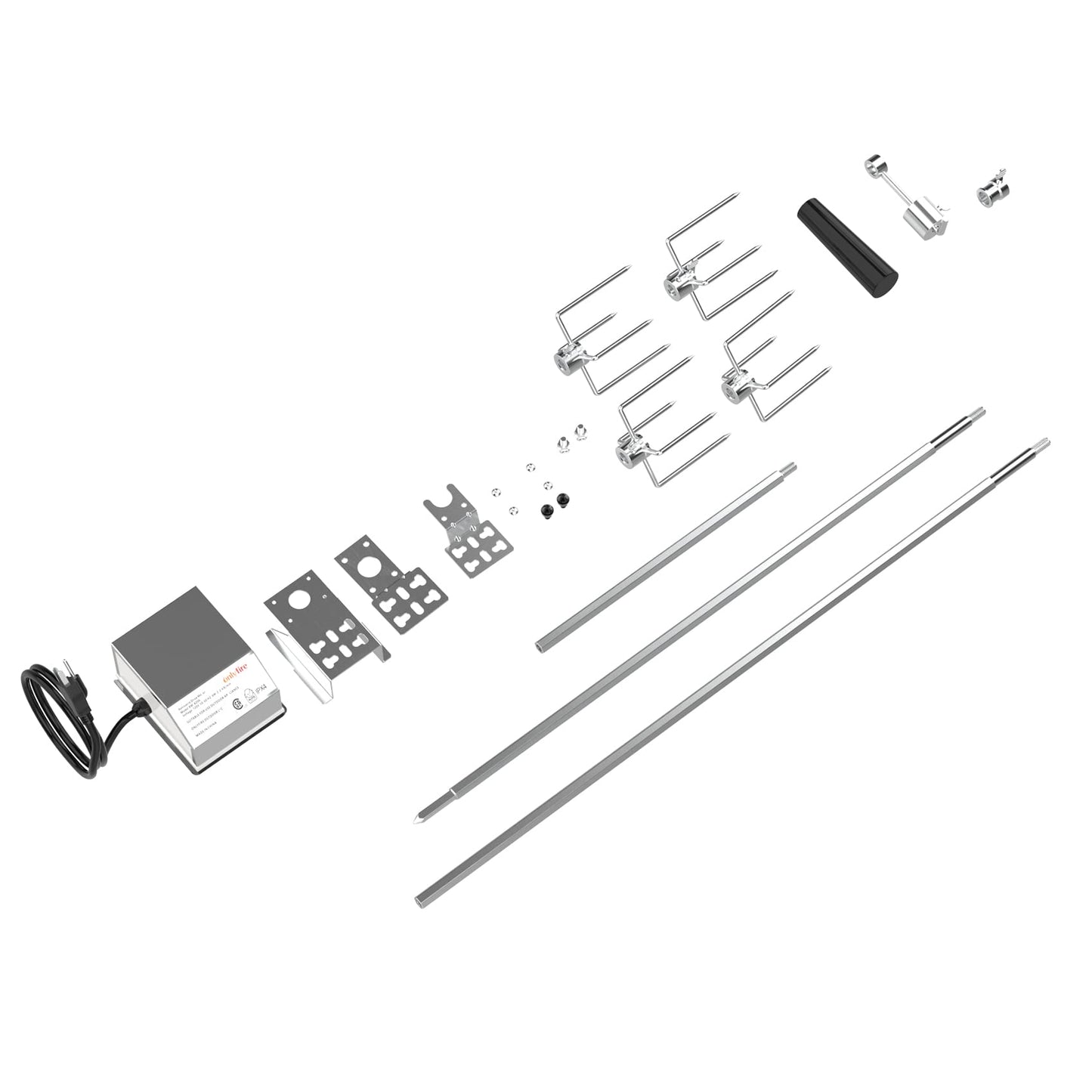 Onlyfire Universal Grill Replacement Rotisserie Kit - 45'' & 53'' X 1/2'' Hexagon Spit Rod, 50 lb Stainless Steel Electric Motor