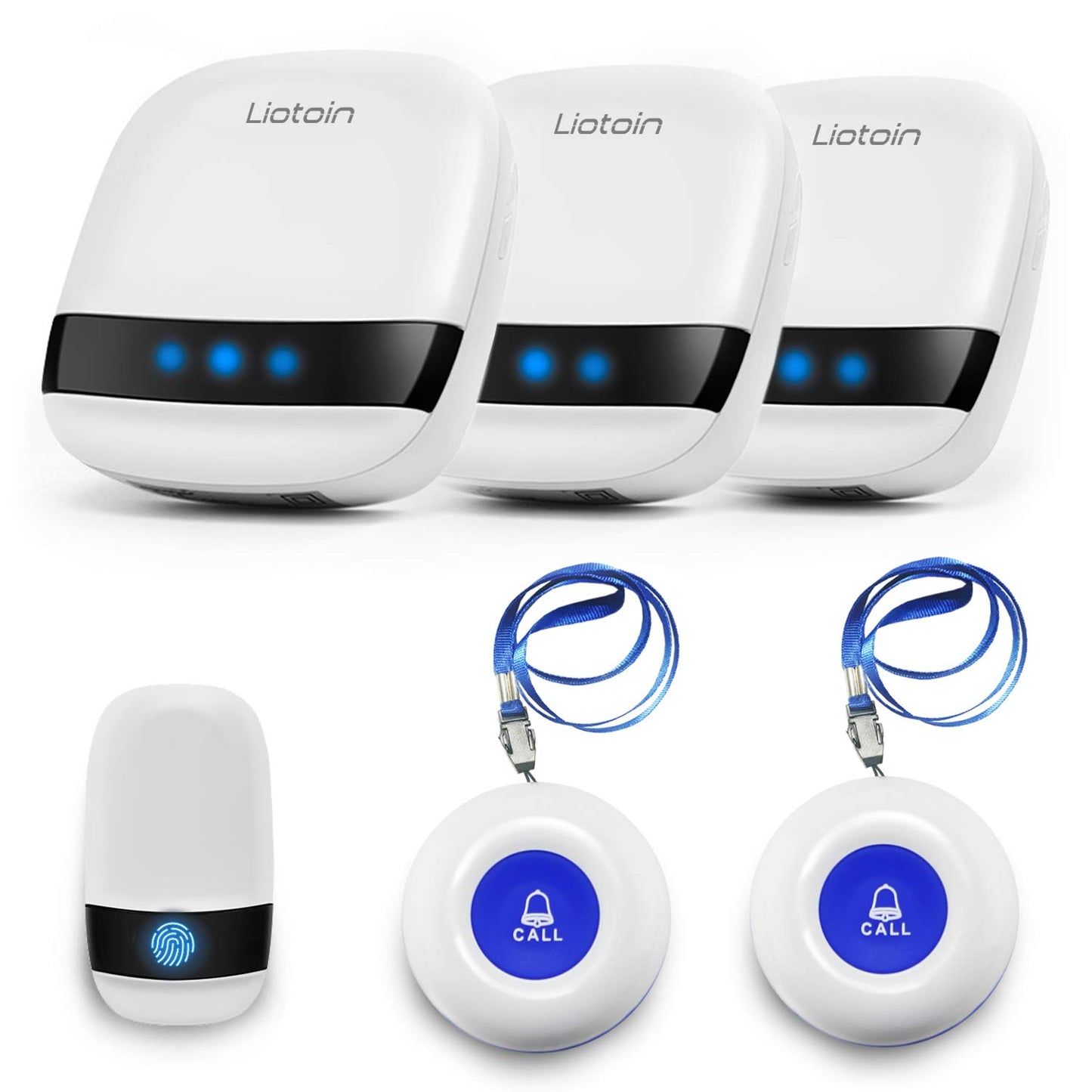 LIOTOIN Wireless Caregiver Pager Call Button Nurse Alert System Call Bell for Home/Elderly/Patients/Disabled 3 Transmitters 3 Plugin Receivers (600+ft Operating Range)…