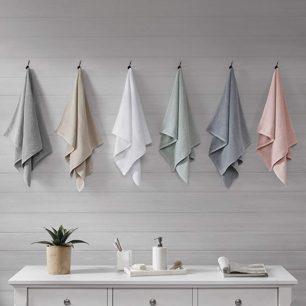 Madison Park Spa Waffle 100% Cotton Luxurious Towel Set, Premium Texture Waffle Weave, Highly Absorbent, Quick Dry, Hotel & Spa Quality Wash Clothes for Bathroom, Assorted Sizes, Natural 6 Piece