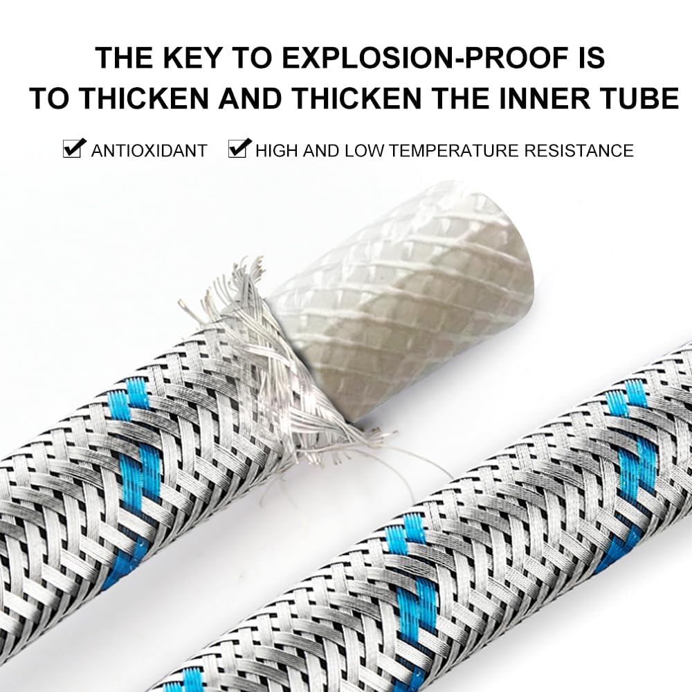 PLUMBINGMASTER 10FT Stainless Steel Washing Machine Hoses with 90 Degree Elbows,2 Pack Red and Blue Washer Hoses,Burst Proof Hot & Cold Water Connection Inlet Washer Supply Lines