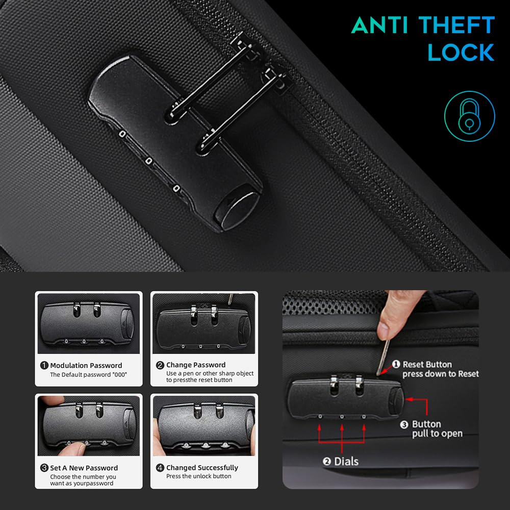 BANGE Anti Theft Backpack,Business Backpack with USB Charging Port, Slim Laptop Backpacks Fit for 15.6 INCH,Men Travel Backpack with Water Bottle Holder for Men and Women