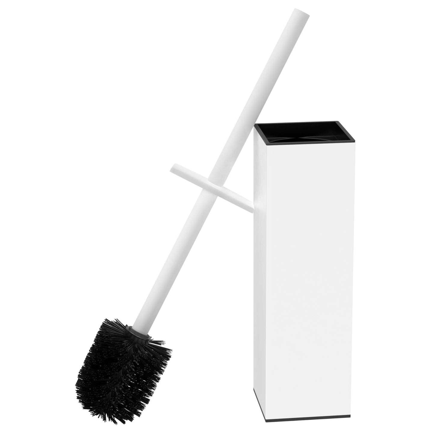 RUACQ Toilet Brush and Holder Set,Square Toilet Bowl Brush for Bathroom with 304 Stainless Steel Handle Toilet Cleaner Brush with Durable Scrubbing Bristles,Splash-Proof (White)