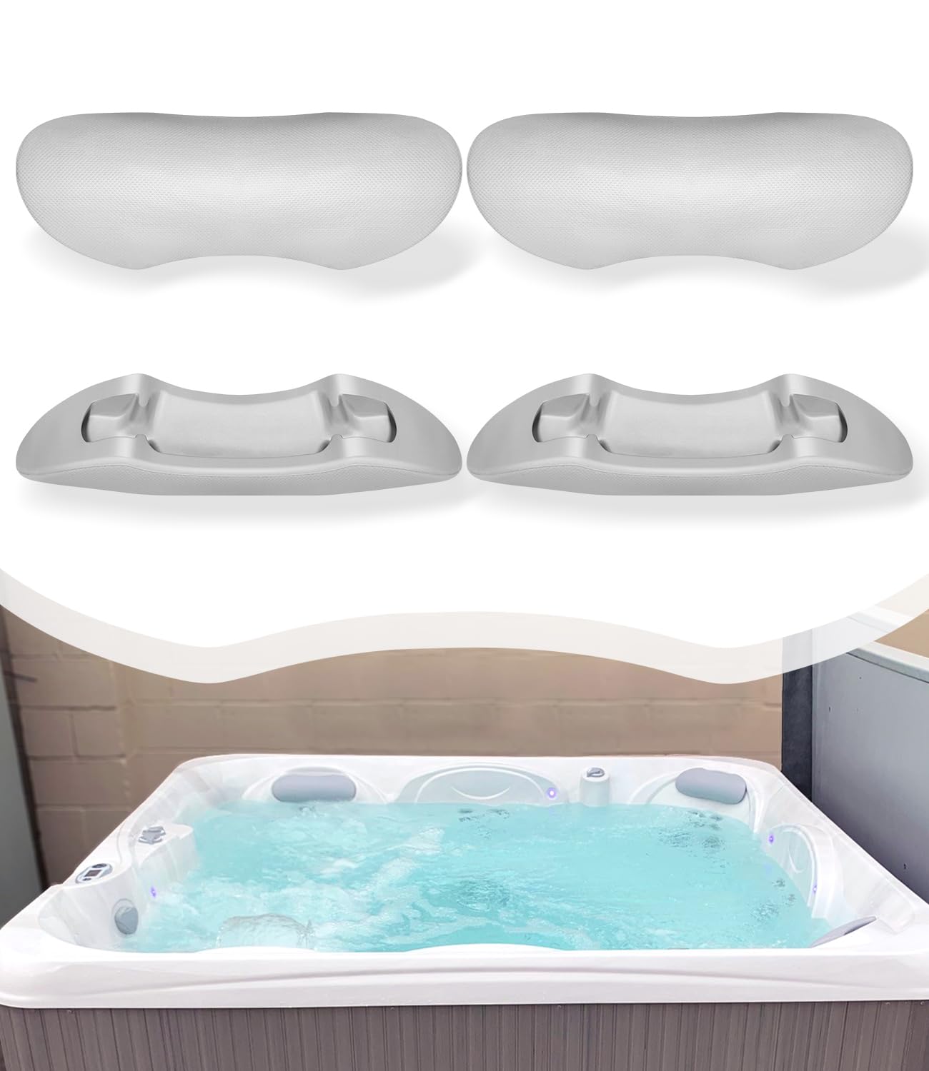 4PCS 77444 Hot Tub Head Rest Pillows Fits for Hot Spot Relay, Rhythm, SX, Tempo, TX (2015 to Current) Spa Model, Replacement for Hot Spring/Watkins/Hot Tub Spa Parts