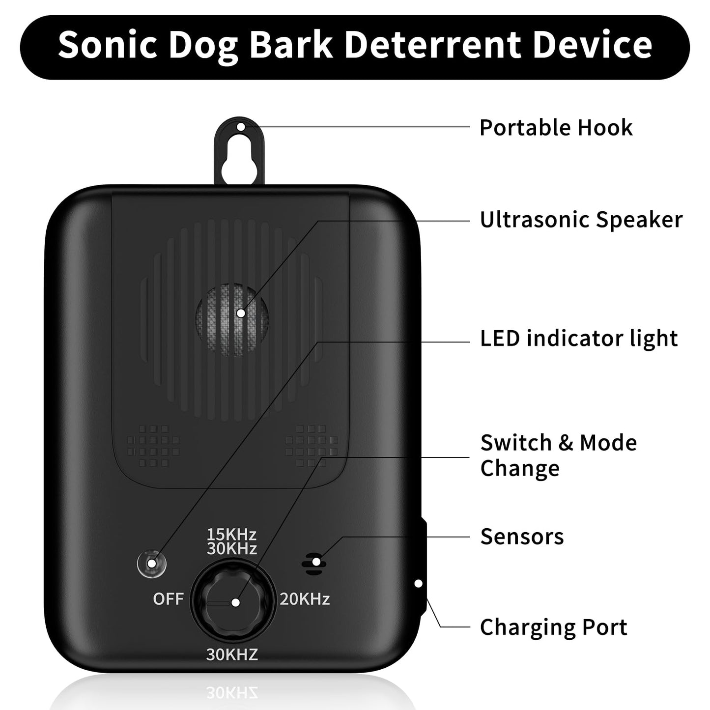 Dog Barking Deterrent Devices - 3 Modes Anti Barking Device for Dogs - 33FT Dog Bark Stopper Indoor Outdoor Rechargeable Stop Barking Automatic No More Dog Bark Control (Gold) (Black)