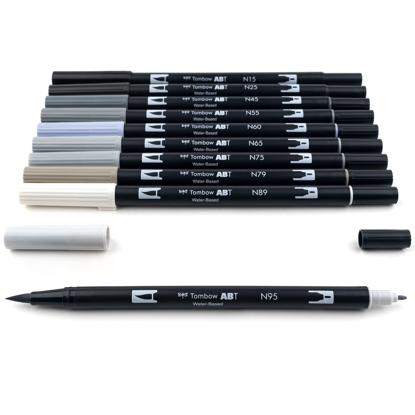 Tombow Dual Brush Pen Set, 10-Pack, Grey Scale Colors (56171)