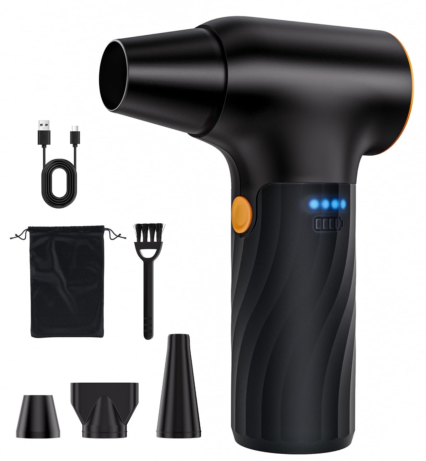 Compressed Air Duster, 250000RPM Electric Air Duster with Brushless Motor, Jet Dry Blower Replace Air Can - No Canned Air Duster, Air Blower for Computer, Keyboard, House, Pet and Car