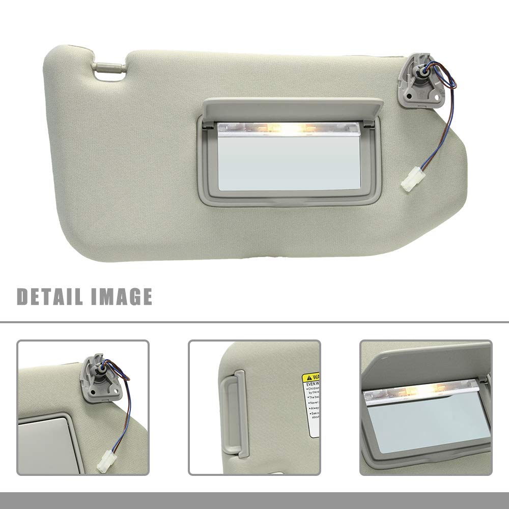 Right Passenger Side Sun Visor Replacement for 2013 2014 2015 2016 2017 2018 Nissan Pathfinder and 2014-2017 Infiniti QX60 (Beige)