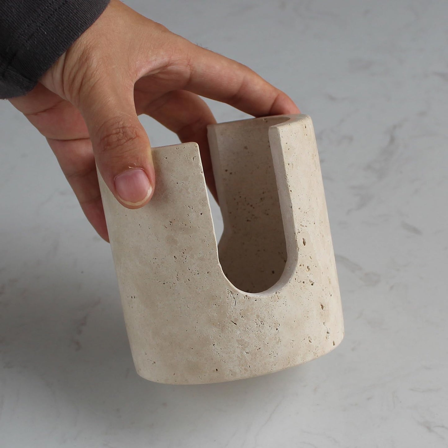 Natural Marble Sponge Holder for Kitchen Counter, Drying Rack, Sponge Caddy for Sink Organizer (Beige Travertine)