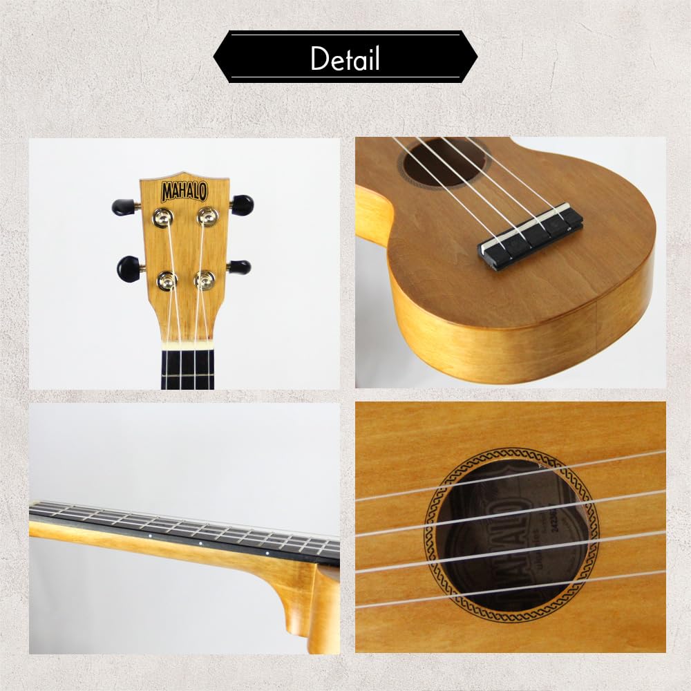 Mahalo Slimline Series Soprano Ukulele With Carrying Bag, Transparent Brown