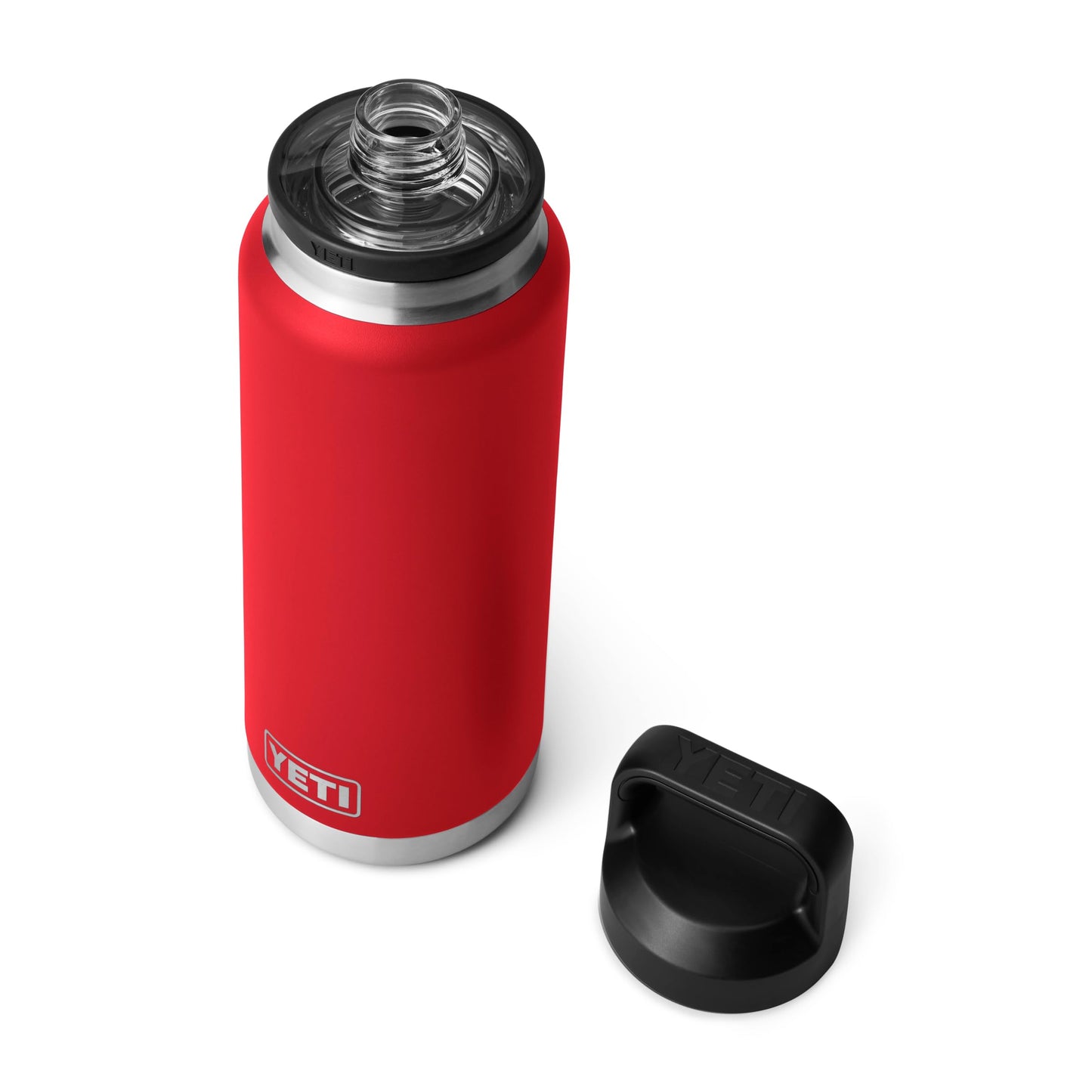 YETI Rambler 36 oz Bottle, Leakproof, Vacuum Insulated, Stainless Steel with Chug Cap, Rescue Red