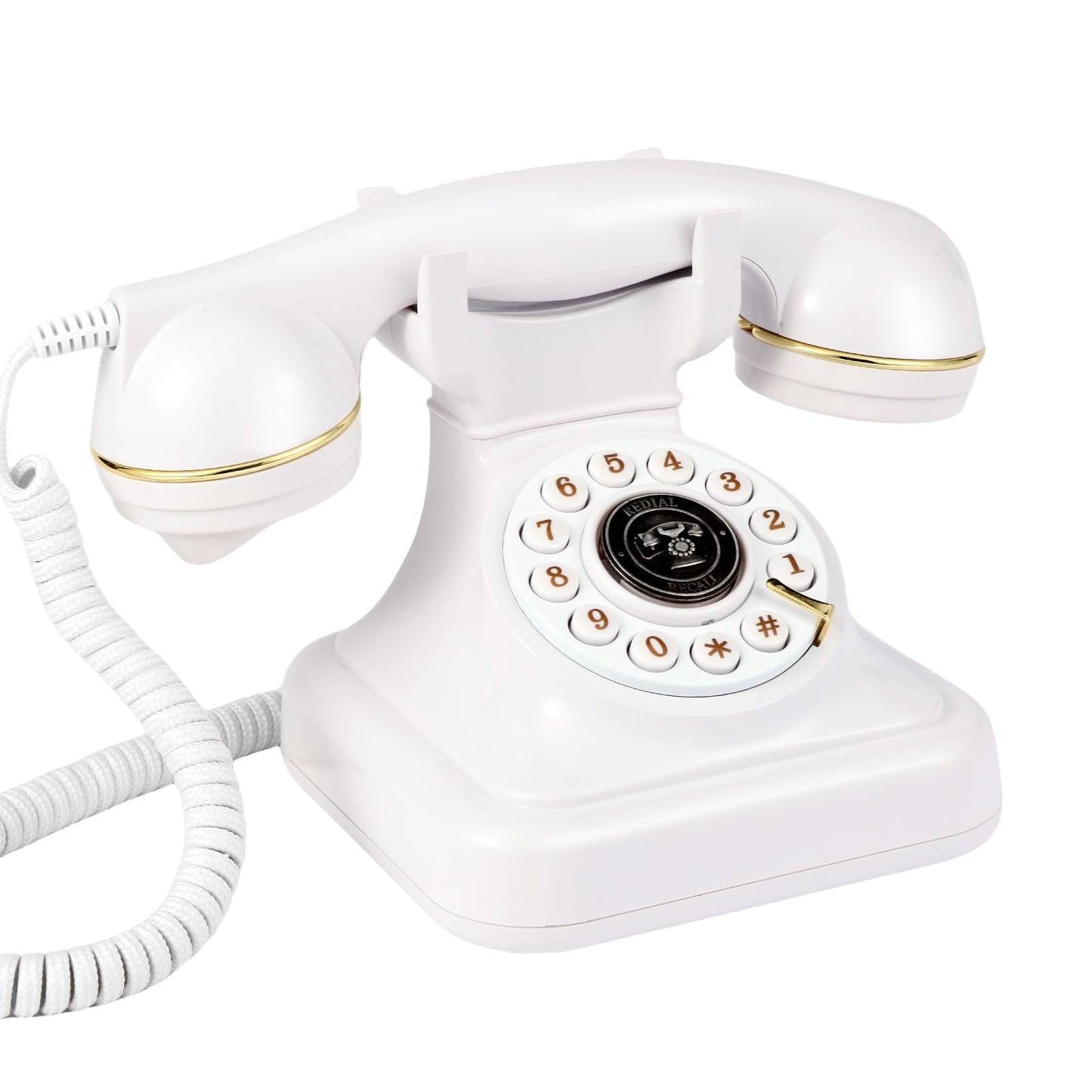 Huamch Audio Guest Book Wedding Phone,Customized Audio Guest Book Phone, Vintage Rotary Style Audio Message Voicemail for Graduation Retirement Party Birthdays Baby Shower Special Occasions(White)