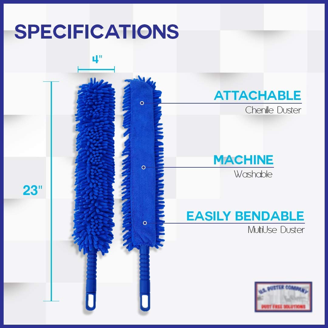 High Ceiling Duster Kit | Webster Cobweb Duster with Extension Pole | Ceiling Fan Duster 13 to 20 Foot Reach Telescope Pole | Lightweight Extendable Feather Like Dusters
