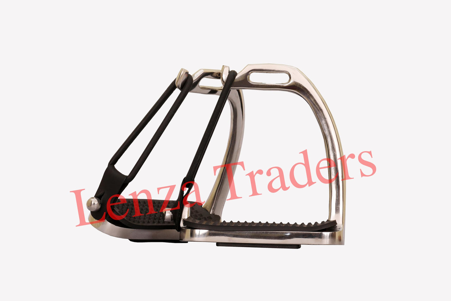 Peacock Silver Polish Safety Stirrups Fillis Horse Riding S/Steel with Rubber & TREADS (4" inch)