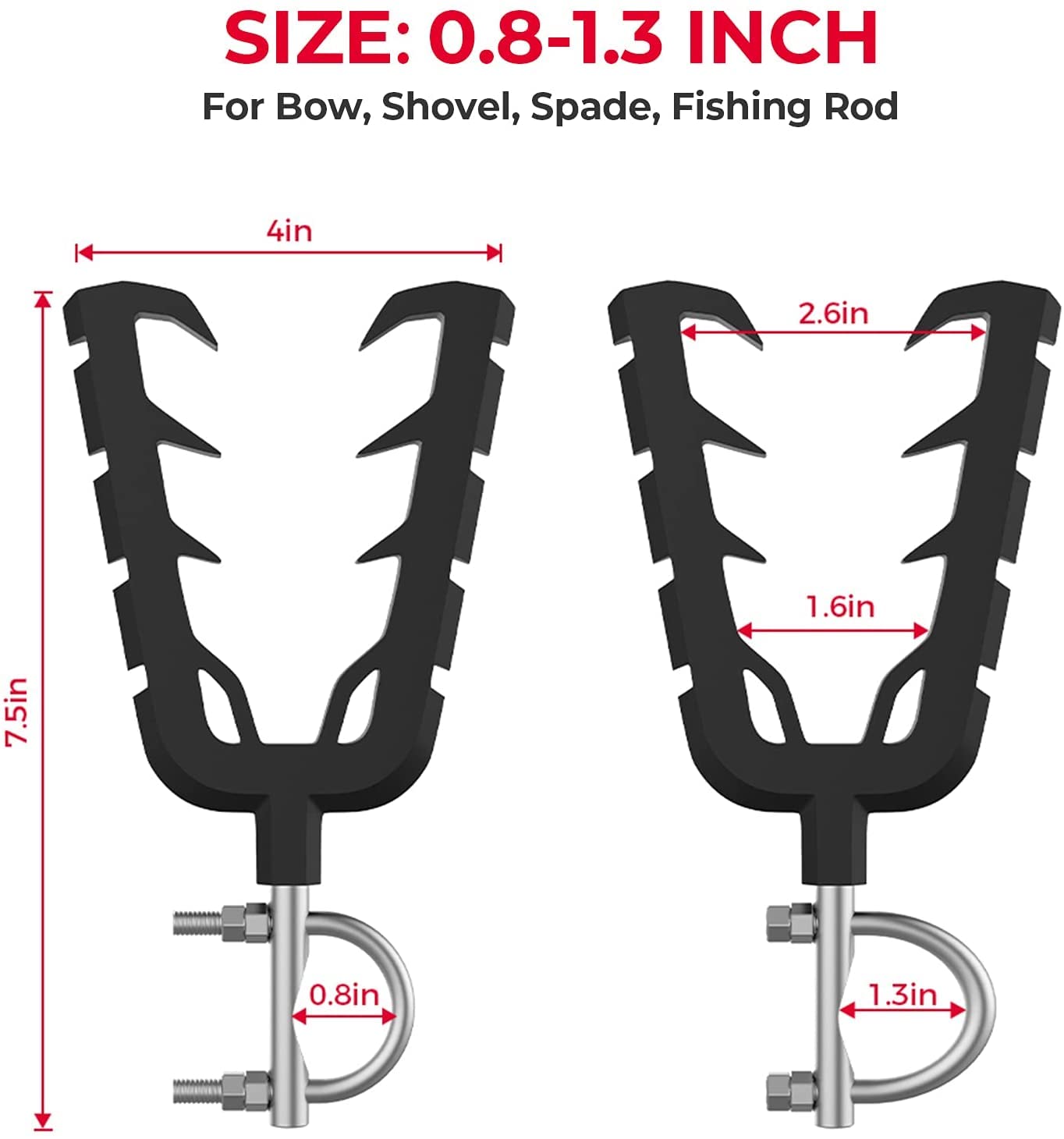 KEMIMOTO Bow & Tools Rack with Rubber Straps Grip ATV Hunting Gear Mount, Tool Holder Hunting Tool Grips, Compatible with Mobility Scooter Bike Shooting Carts ATV Accessory