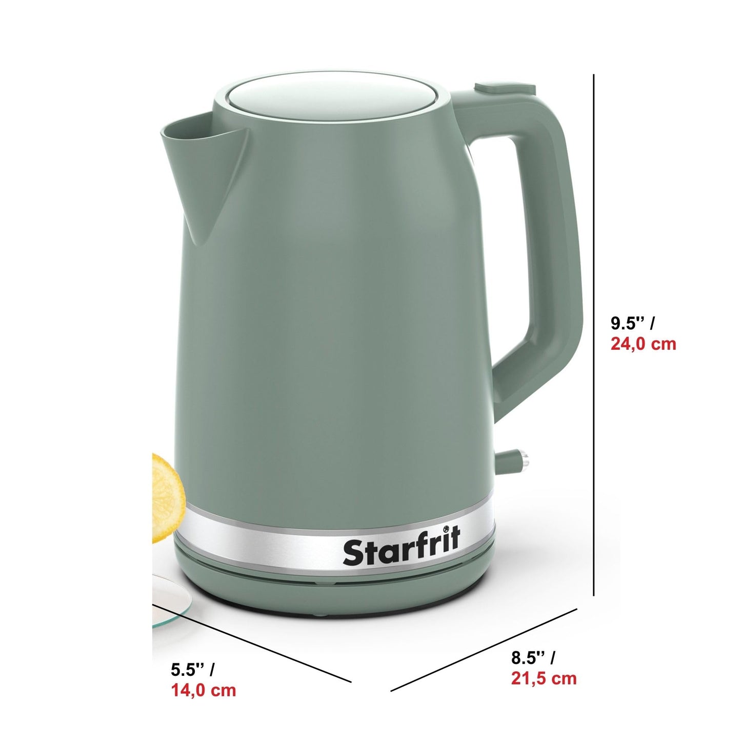 Starfrit Electric Kettle - 1.7L Capacity - Water Level Indicator - Automatic Shut-Off - 1500W – Sage