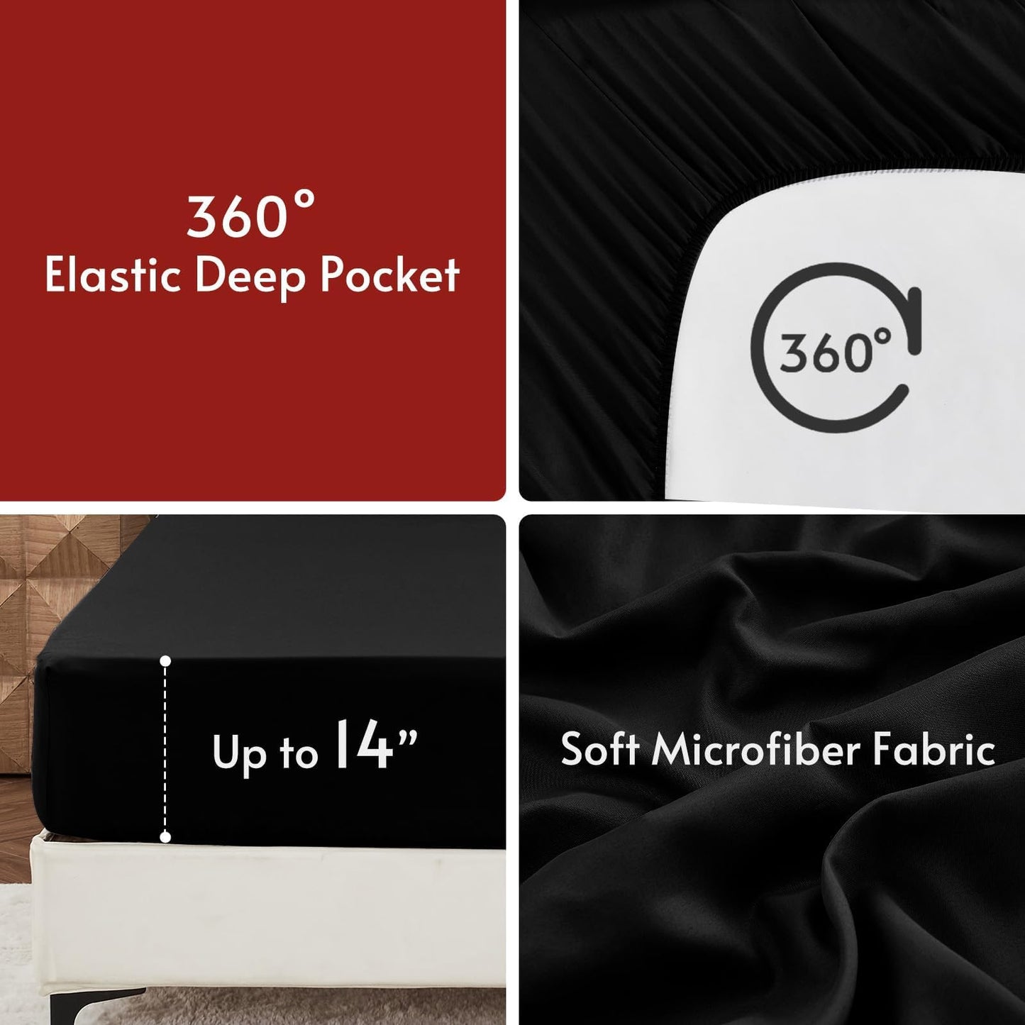 MUXHOMO 7 Pieces King Size Comforter Set, Reversible Bed in a Bag King, All Season King Bedding Set with Comforter, Flat Sheet, Fitted Sheet, Pillowcases & Shams, Red & Black