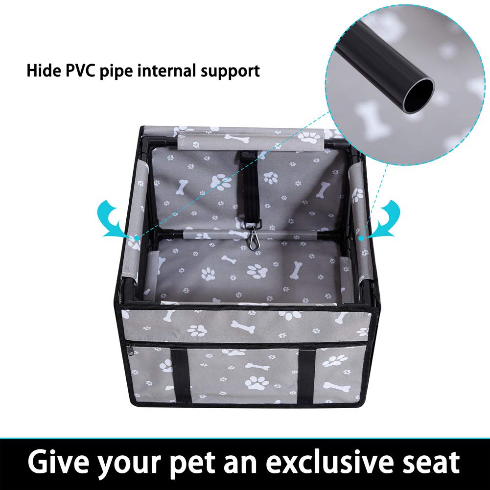 GENORTH Dog Car Seat Pet Booster Seat Pet Travel Safety Car Seat for Medium Dogs Up to 20lb,Breathable Folding Washable Travel Bags for Dogs or Other Pet