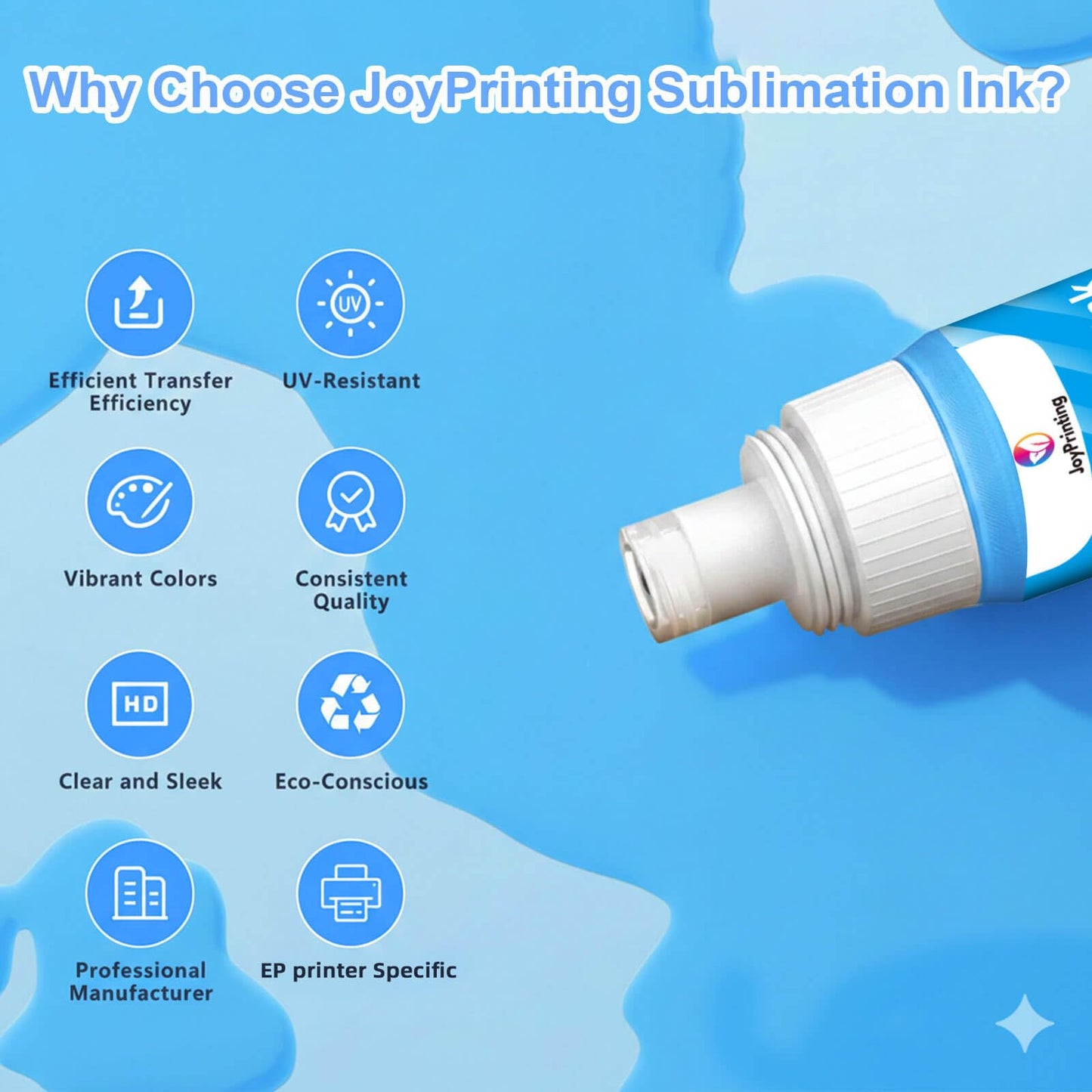 JoyPrinting Sublimation Ink for ET-2803 ET-2800 ET-2850 ET-2720 ET-2400 ET-2750 ET-2760 ET-2840 ET-3760 ET-4800 ET-4700 ET-15000 for Heat Press Transfer on Mugs T-Shirts 500 ML