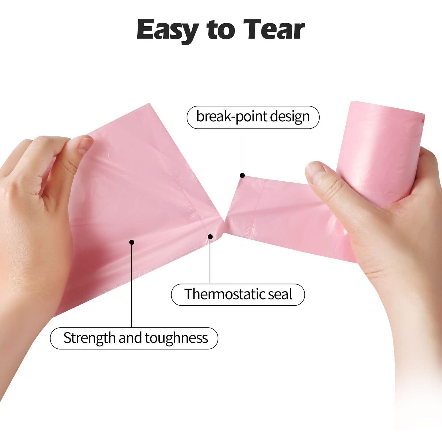 2-4 Gallon Portable Trash Bags,120 Counts Thicken portable Small Garbage Bags for Office, Kitchen,Bedroom Trash Can,Strong Trash Bags（Pink）