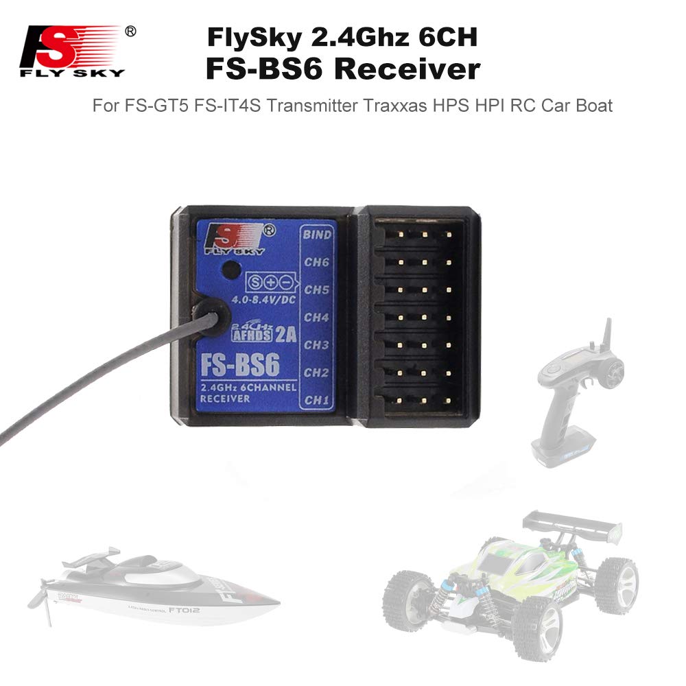 Goolsky Flysky FS-BS6 Receiver 2.4Ghz 6CH AFHDS2 for Flysky FS-GT5 FS-IT4S Transmitter for Traxxas HPS HPI RC Car Boat