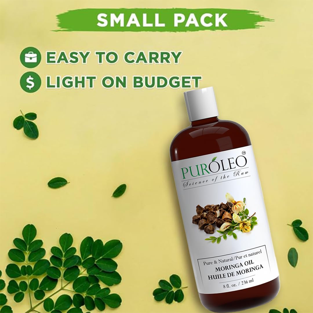 PUROLEO Moringa Oil 8 Fl Oz/236 ML (Packed In Canada) for Face 100% Pure | Natural Moringa Oil