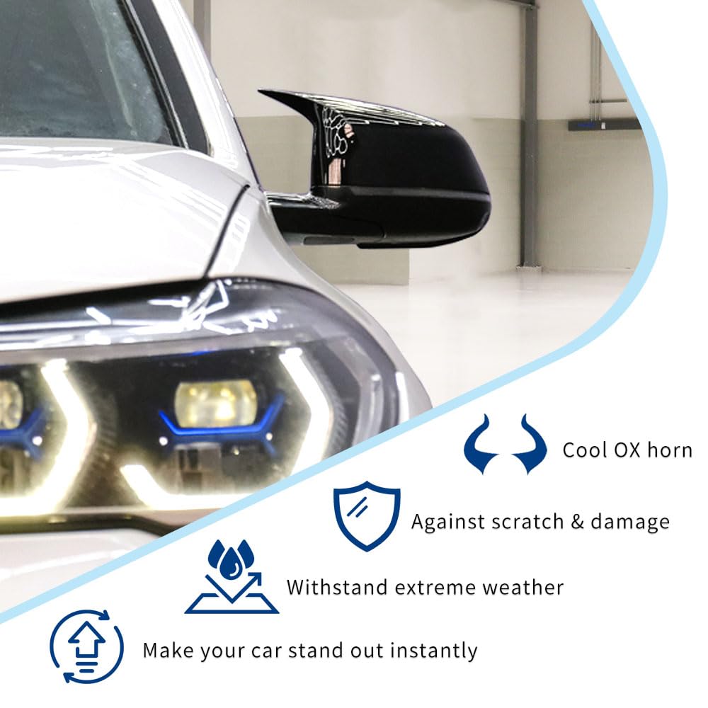 XPHAZZ Side Mirror Cover Compatible with X3 G01 X4 G02 / Pre-lci X5 G05 X6 G06 X7 G07 (Gloss Black, G01 G02 G05)