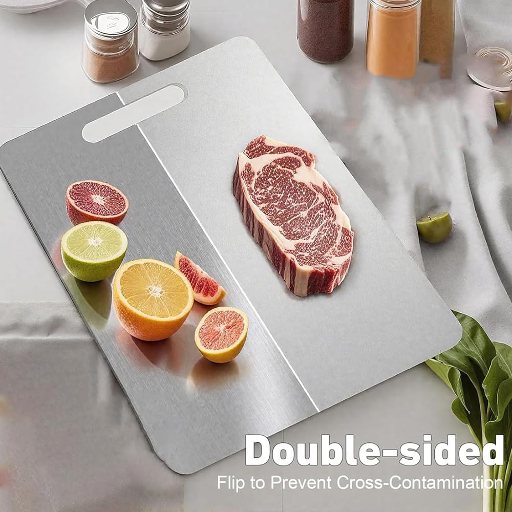3 PCS Stainless Steel Cutting Board, 304 Stainless Cutting Boards for Kitchen,Non Toxic, Thick Cutting Board for Home Kitchen Cooking(15.3 x 11, 13.4 x 9, 11.8 x 7.9 in)
