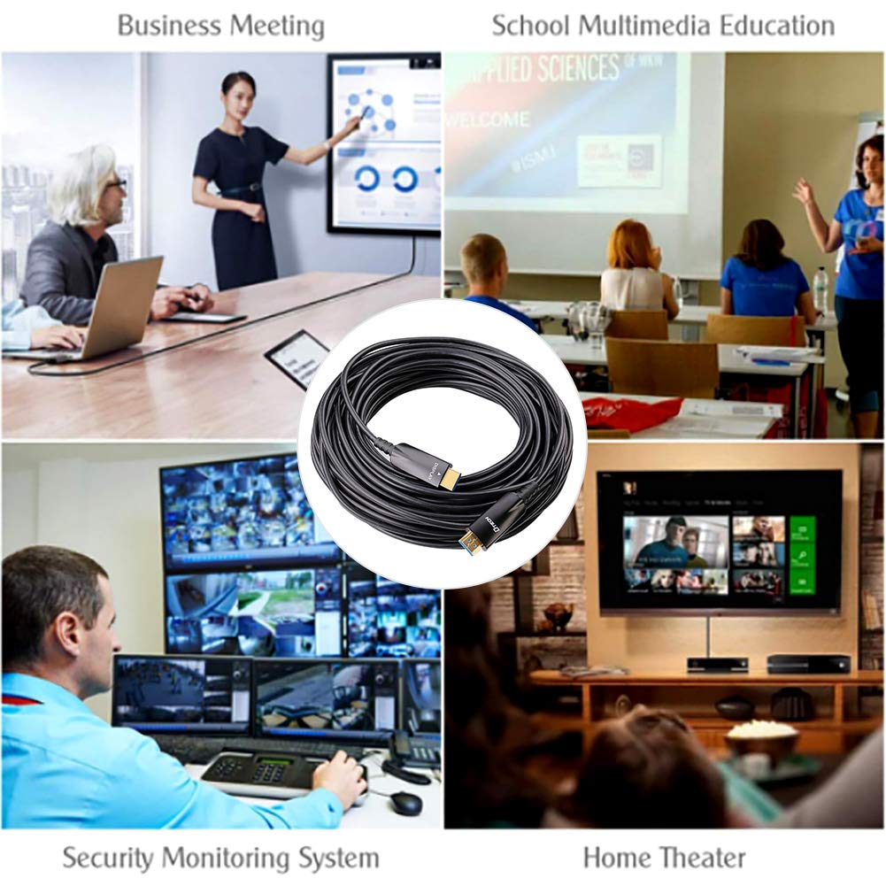 DTECH Fiber Optic HDMI Cable 100ft/30m Support UHD 4K 60Hz 2K 144Hz 18Gbps High Speed Thin and Light Weight an Ideal Solution for Long Distance Transmission