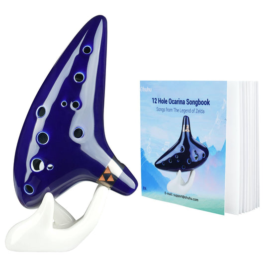 Ohuhu Zelda Ocarina with Song Book (Songs From the Legend of Zelda), 12 Hole Alto C Zelda Ocarinas Play by Link Triforce Valentine's Day Gift for Zelda Fans with Display Stand Protective Bag