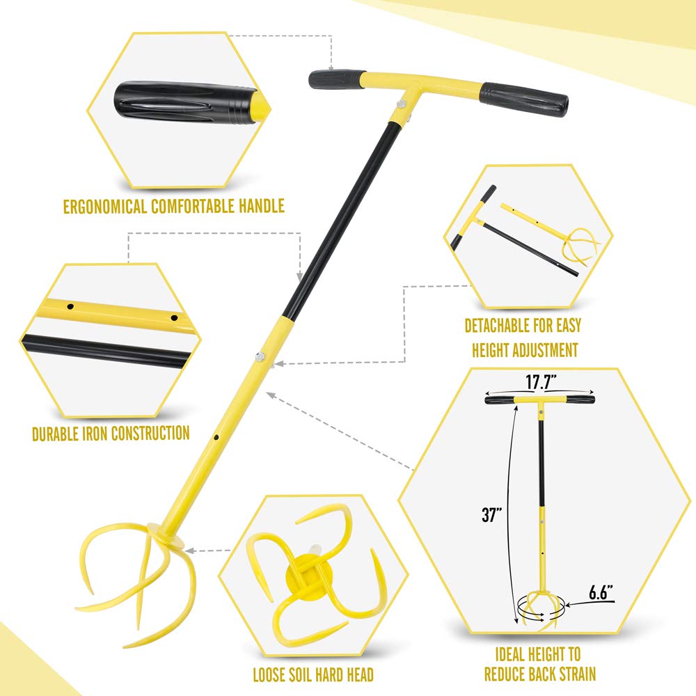 Altdorff Manual Twist Tiller for Gardening, Garden Claw Hand Tiller with Ergomomic Handle, Steel Cultivator Tiller Lawn Aerator Soil Lossener for Gardening Bed and Plant Box