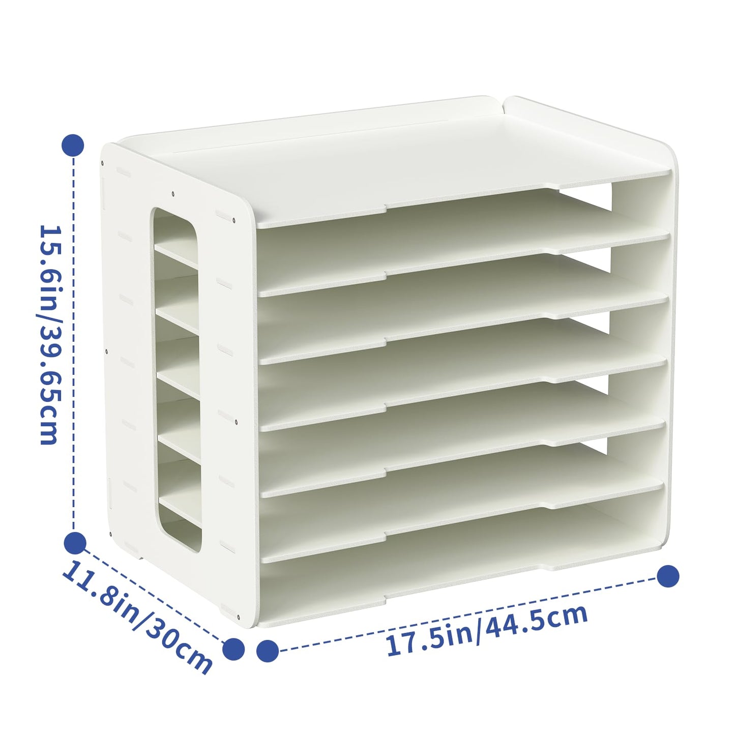 bimiti A3 Paper Organizer 11x17 Inches with 7 Compartments, PVC Desktop Storage Rack for Scrapbooking Supplies, Office Documents & School Art Materials - Space-Saving Vertical Design
