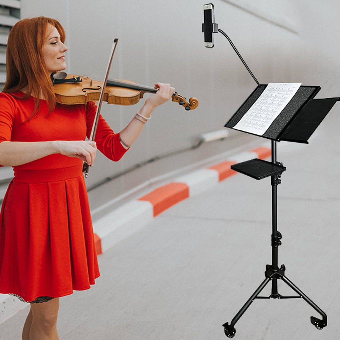 Asltoy Projector Tripod Stand with Wheels Adjustable Height Laptop Tripod Stand Treadmill Laptop Stand with 2 Shelves Mouse Tray Phone Holder Projector Tripod Music Stand Office Home Portable Laptop Floor Stand