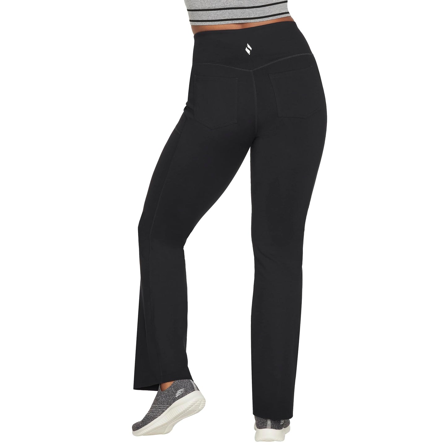 Skechers Womens Go Walk High Waisted Evolution Flare Pant, Bold Black, Large