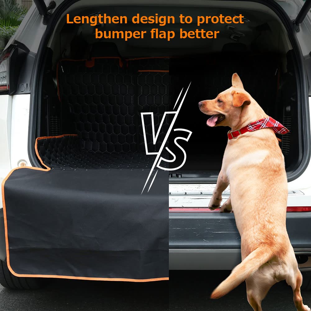 KYG Dog Cargo Liner SUV with Bumper Flap Protector, Waterproof Pet Trunk Cover Oversized 135x230cm Nonslip Cargo Cover Large Pocket, Universal Fit