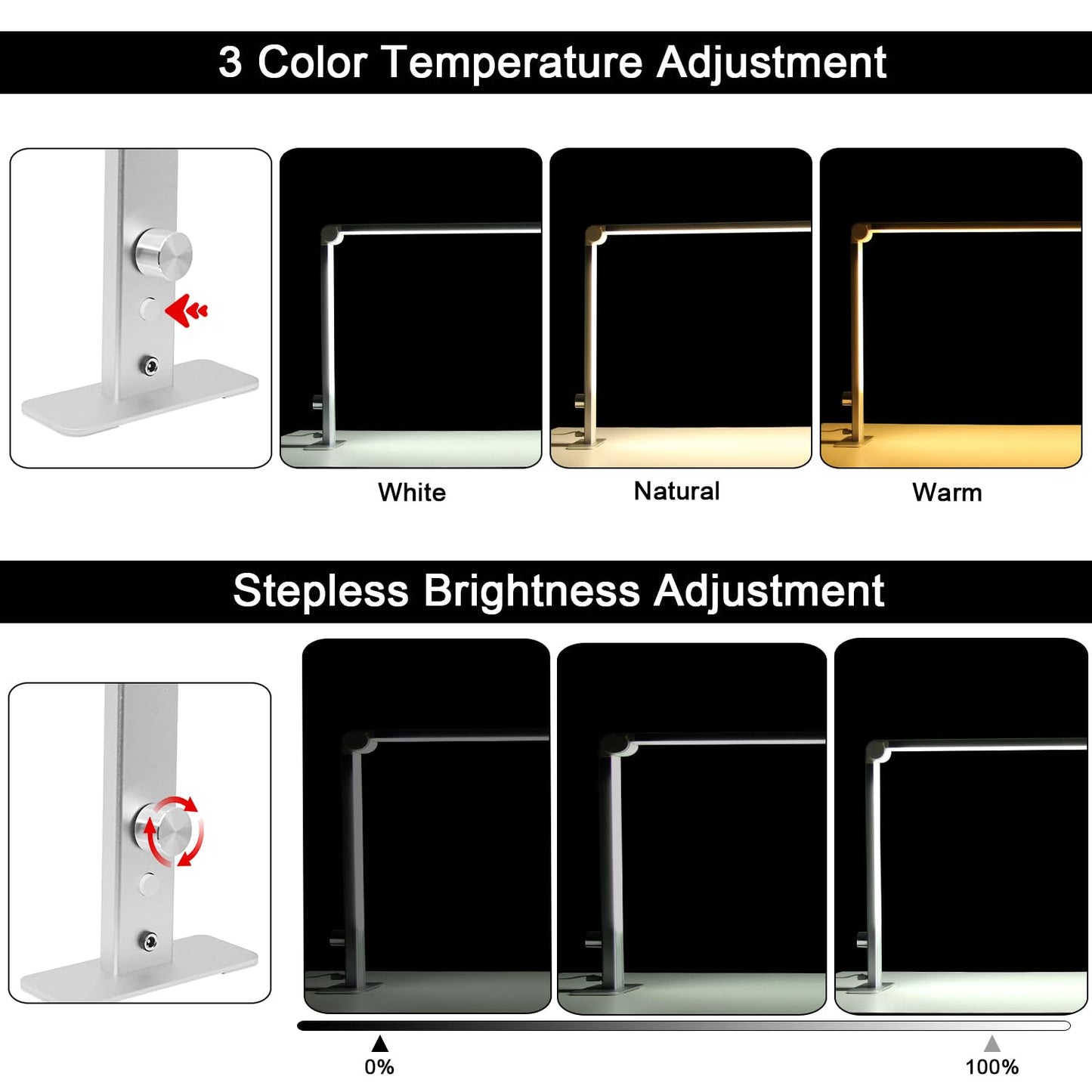 Nail Desk Lamp,Foldable LED Nail Table Light for Nail Art Tech Manicure,Eyelash Beauty Lamp for Salon,Adjust Brightness & 3 Colors Temperature Desk Lamp