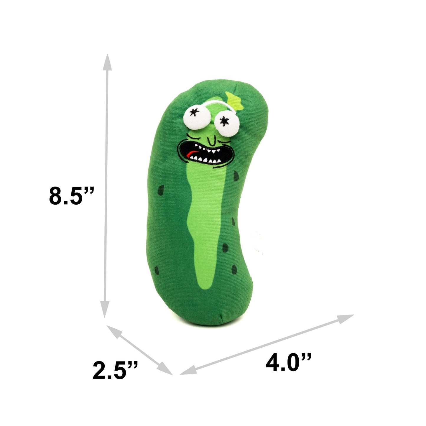 Buckle-Down Dog Toy, Comedy, Plush Squeaker Rick and Morty Pickle Rick Greens, DTPT-RMYR 10" x 3"