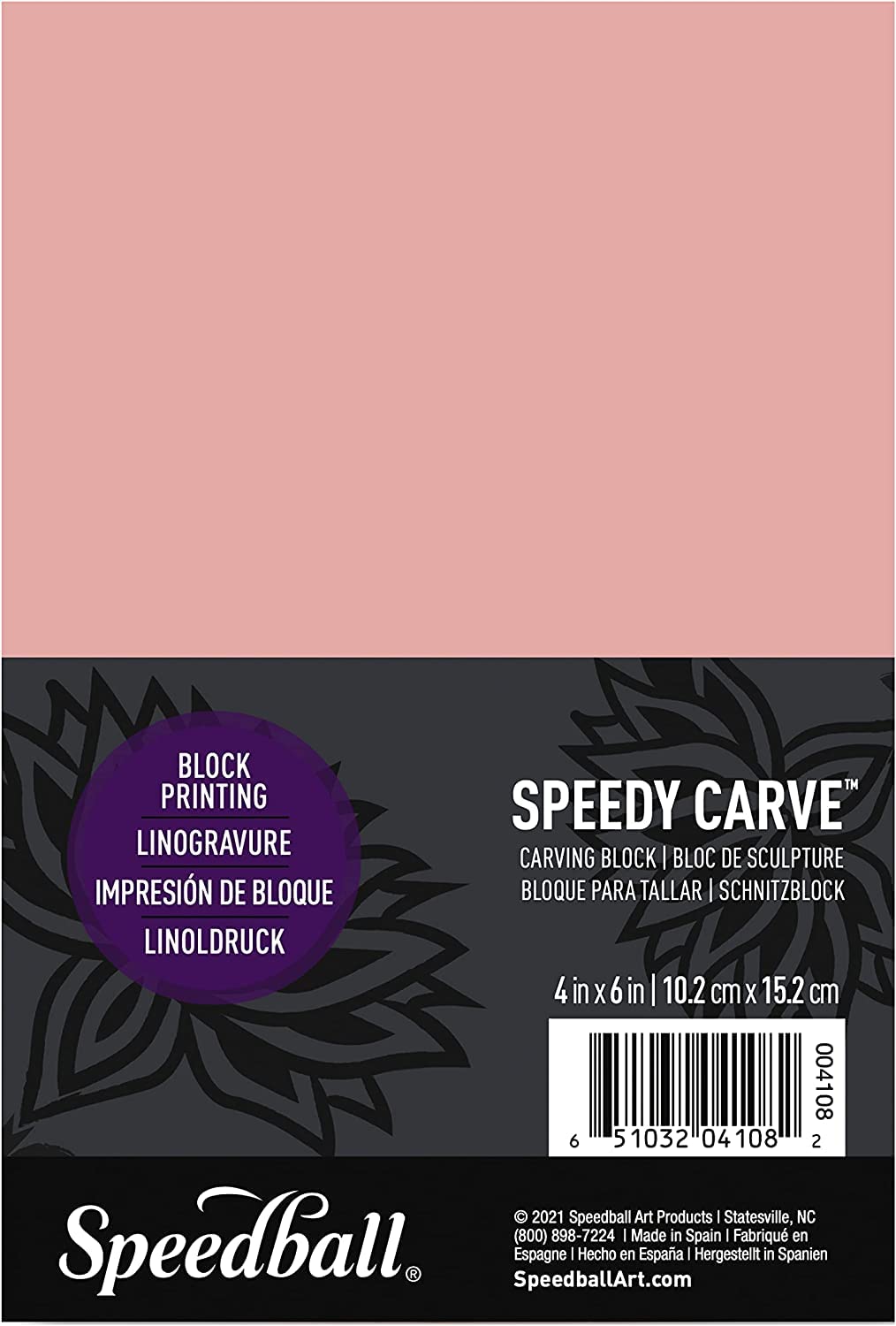 Speedball Speedy-Carve Block Printing Carving Block, Rectangle, Pink, 4 x 6 Inches (6-Pack), Linoleum for Printmaking