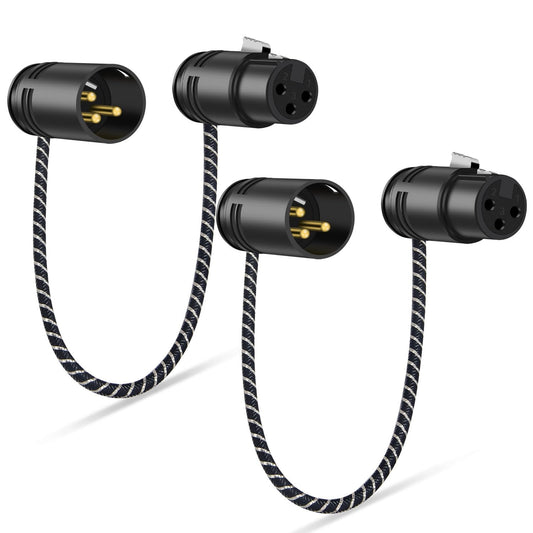 NCGGY Right Angle XLR Cable,Short XLR Microphone Cable,Adjustable-Angle Low-Profile XL R Microphone Adapter Connector for Powered Speakers,Recording Devices 1FT 2-Pack