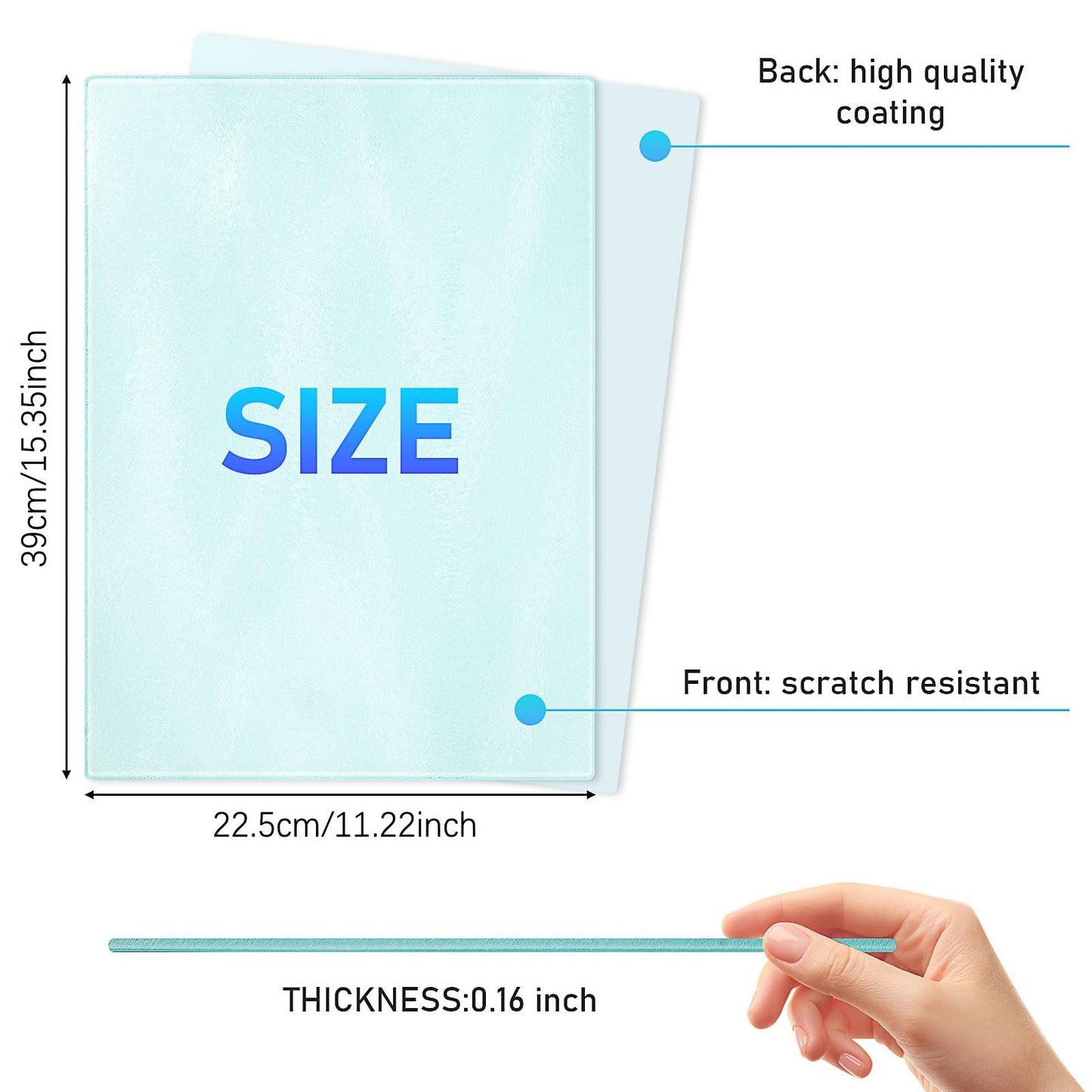 6pcs Sublimation Glass Cutting Board Blanks 15x11 Inch Anti Slip Textured Tempered Glass Chopping Boards Bulk for Kitchen, Heat Press DIY Personalized Gifts for Christmas Housewarming