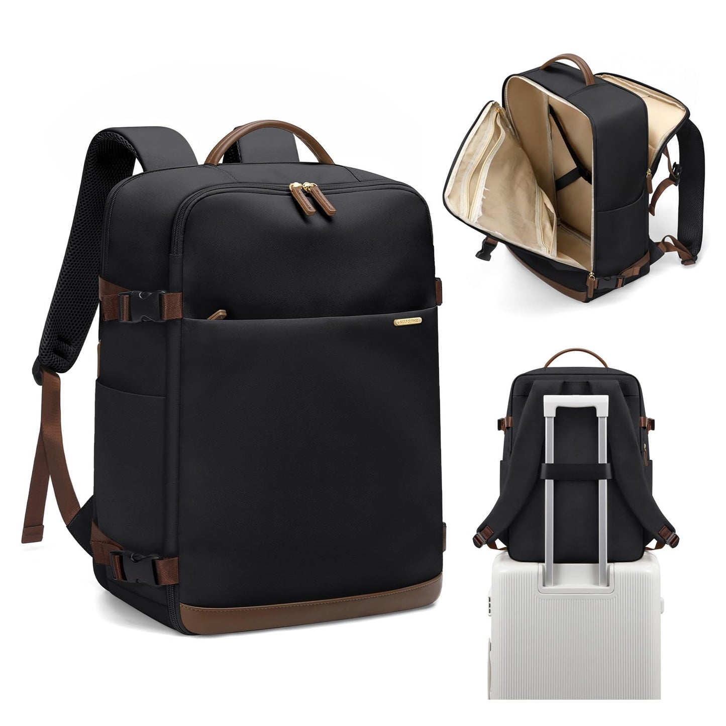 Travel Backpack for Women & Men, 30L Backpack with 17.3 Inch Laptop Compartment, TSA Approved Large Capacity Daypack for Travel, Business, Hiking (Black)