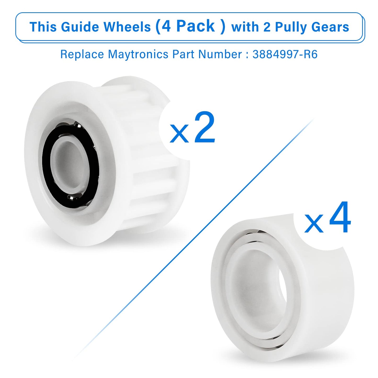Pool Cleaner Accessories, The Climbing Ring Replacement 6101611-R4, Timing Track 9985006-R2 and 3884997-R6 Guide Wheels Pulley Gears Combo Kits for Maytronics Dolphin Nautilus cc Plus Parts