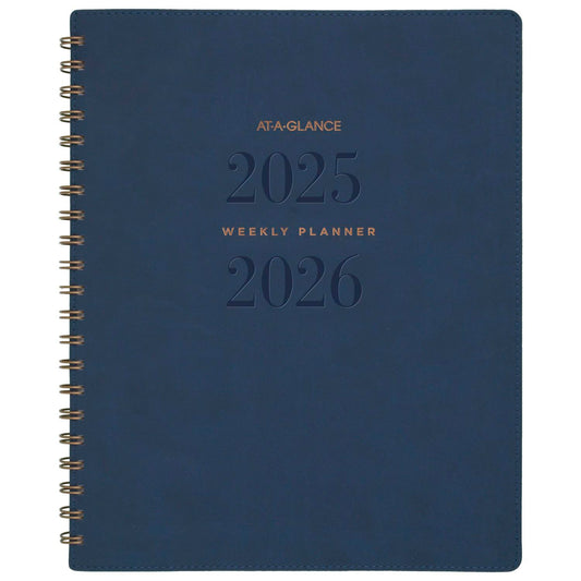 AT-A-GLANCE Planner 2025-2026 Academic, Weekly & Monthly, 8-1/2" x 11", Large, Monthly Tabs, Flexible Cover, Signature Collection, Navy (YP905A20)