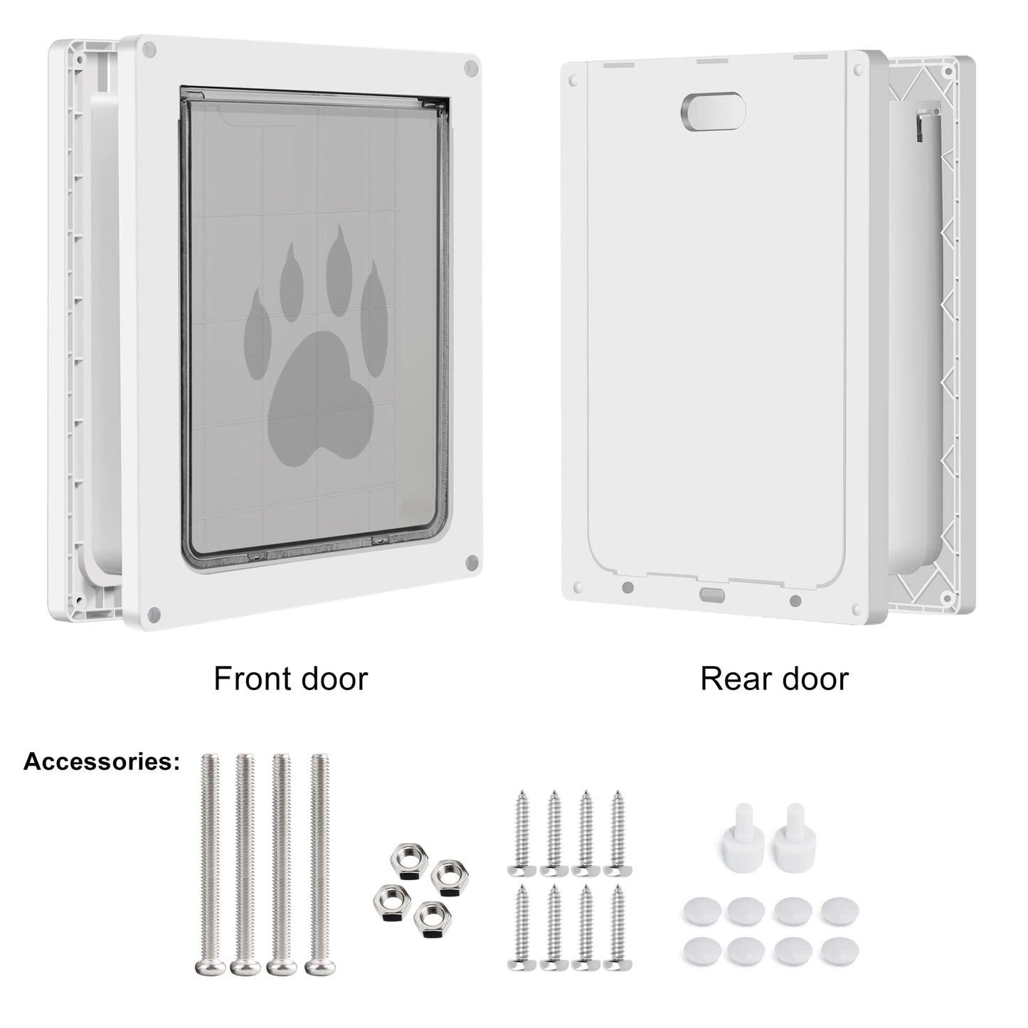 CEESC Dog Door for Pets Up to 45 lb, Weatherproof Pet Door for Cats and Dogs, Durable, Snap-in Closing Panel Included, Suitable for Interior and Exterior Doors(Medium White)