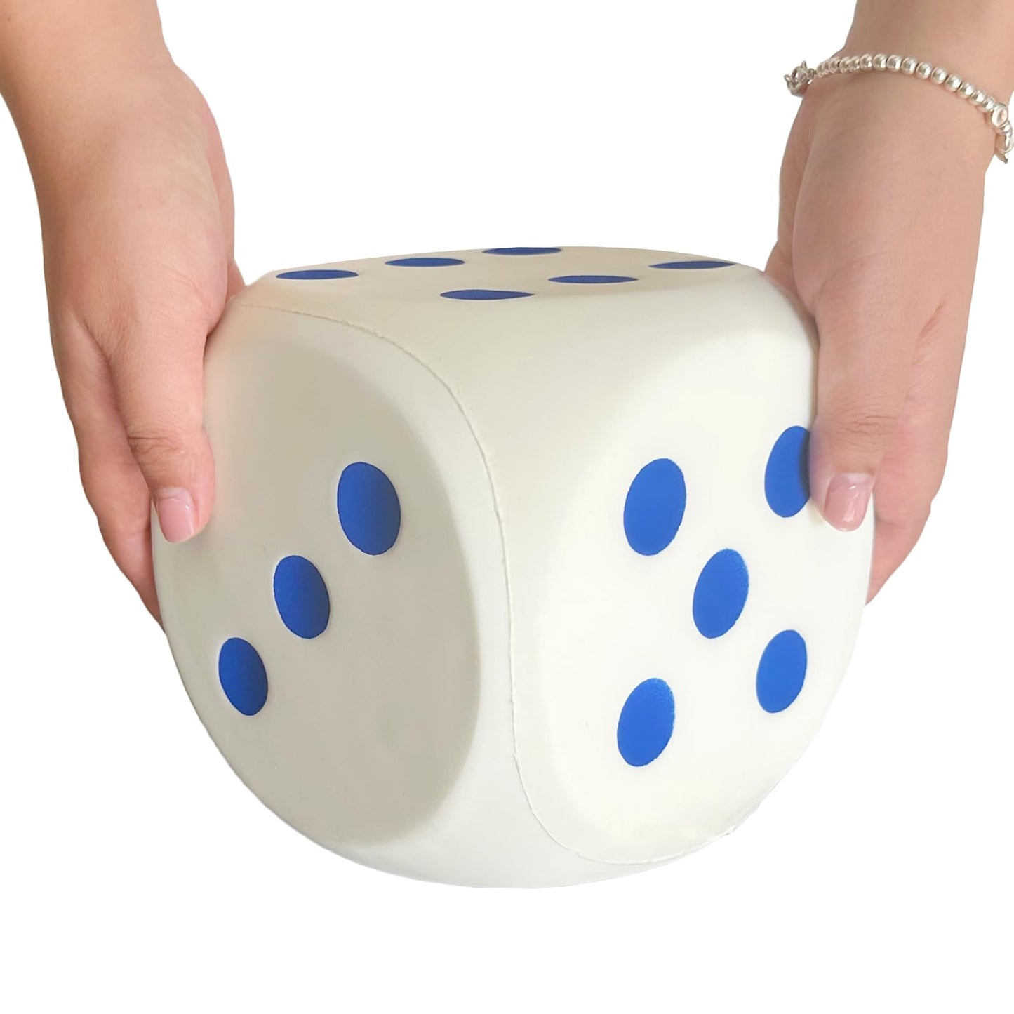funnysquee Giant 5.9 Inches Kawaii Foam Dice: A Fun-Filled, Educational Toy for Game Nights and Learning Sessions (Lucky White)